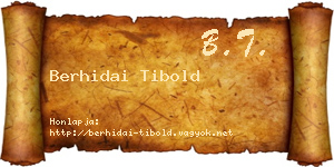 Berhidai Tibold névjegykártya